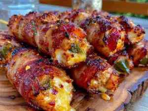 bacon-wrapped jalapeño popper chicken skewers - featured image