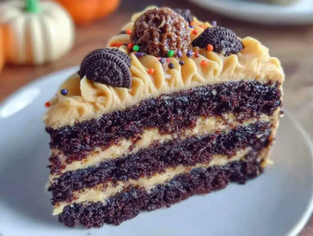 black velvet halloween layer cake - featured image