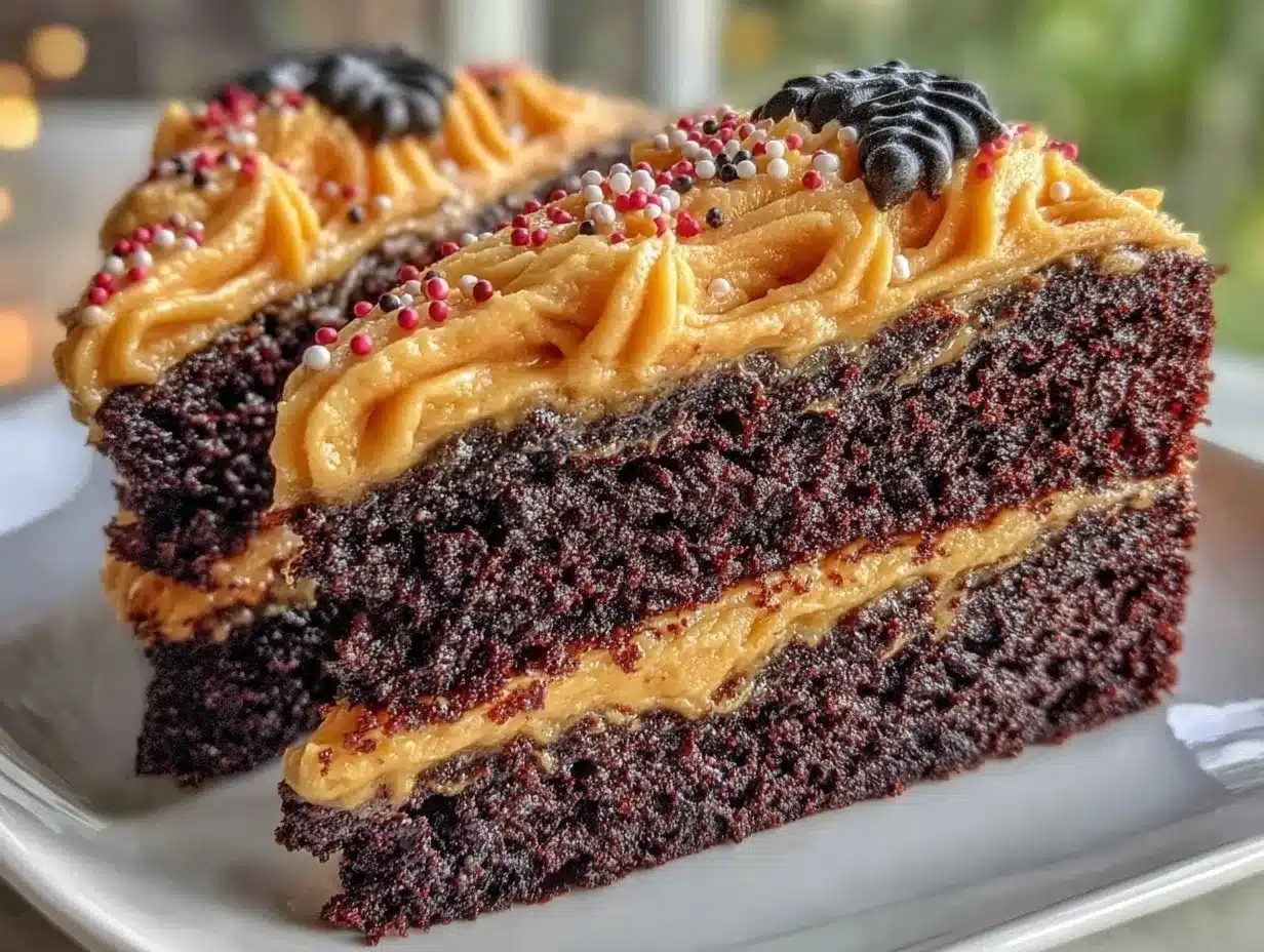 black velvet halloween layer cake preparation steps