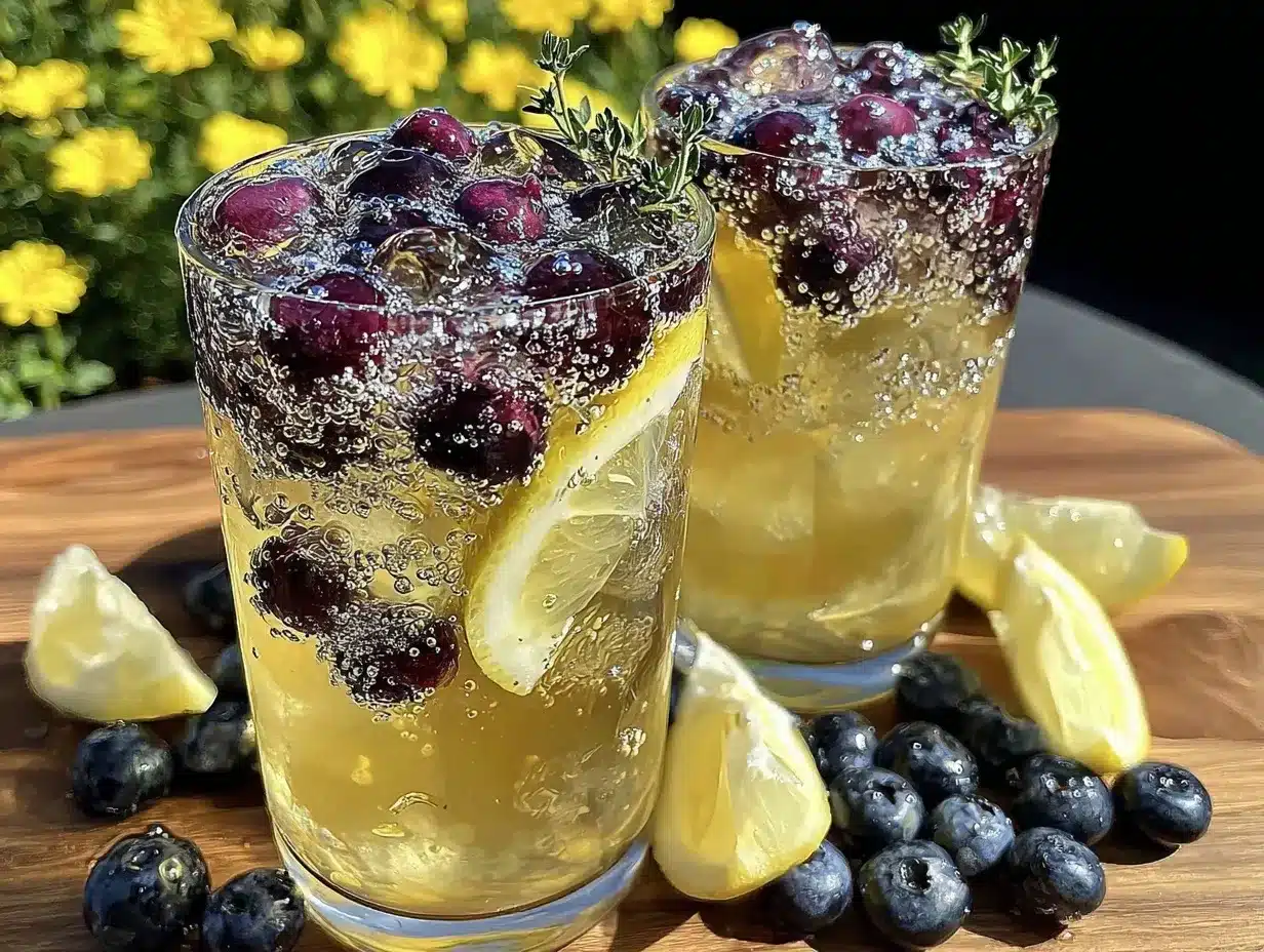 blueberry lemon mocktail spritzer preparation steps