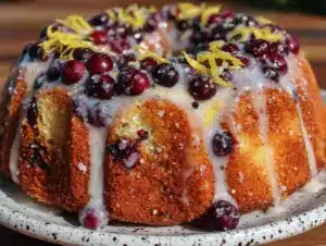 brown butter lemon blueberry bundt cake - featured image