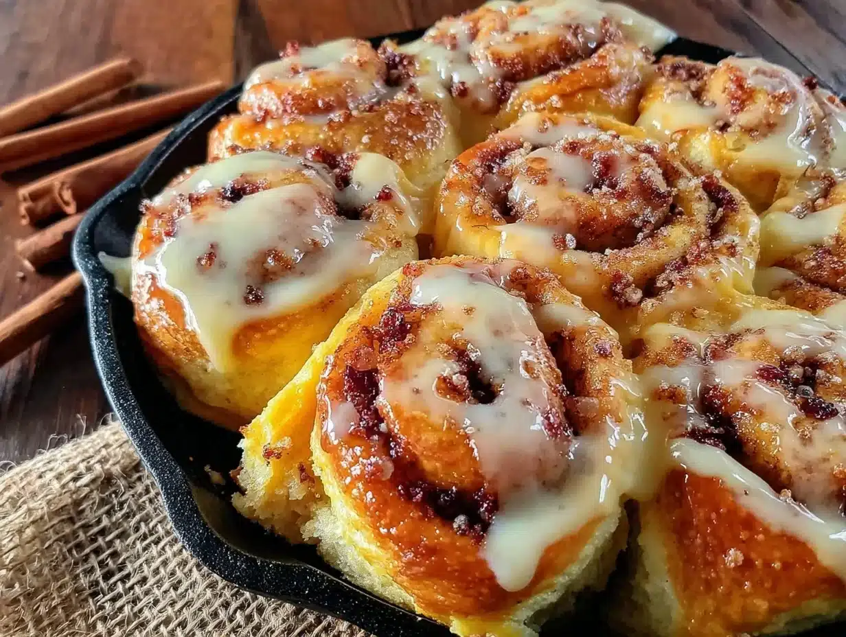 cast iron campfire cinnamon roll skillet - featured image