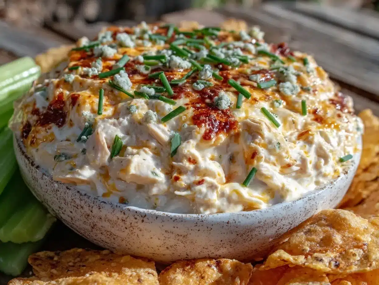 creamy blue cheese buffalo chicken dip preparation steps