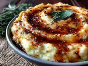 creamy brown butter sage mashed potatoes - featured image