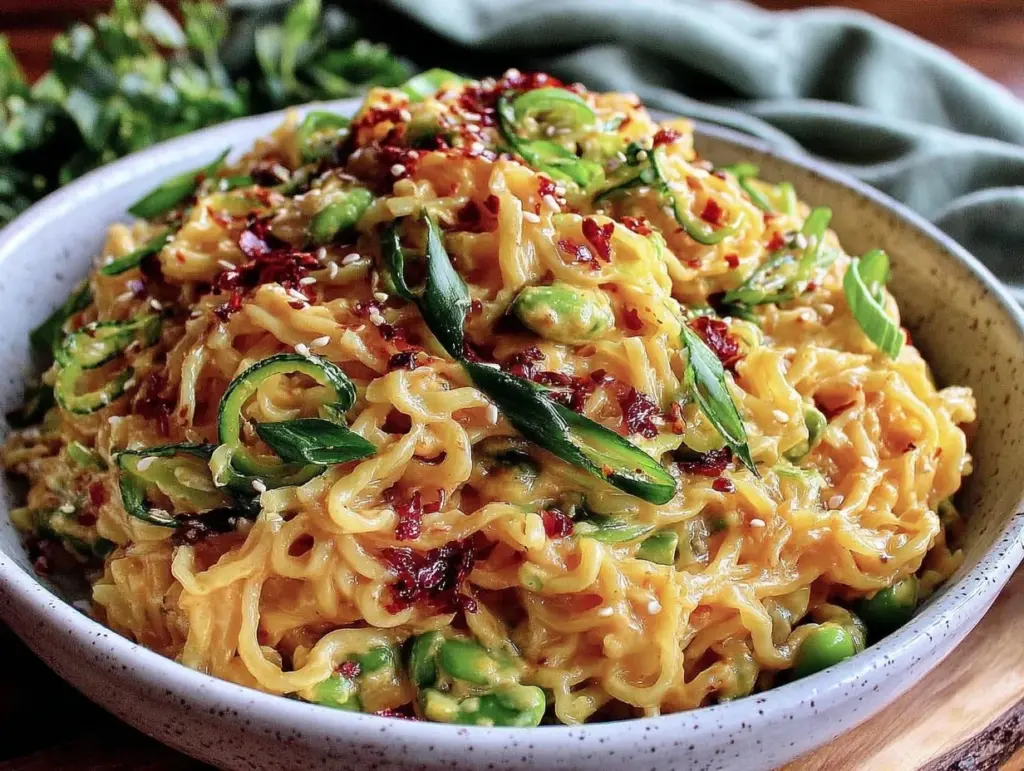creamy cold sesame peanut noodle salad - featured image