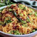 creamy cold sesame peanut noodle salad - featured image