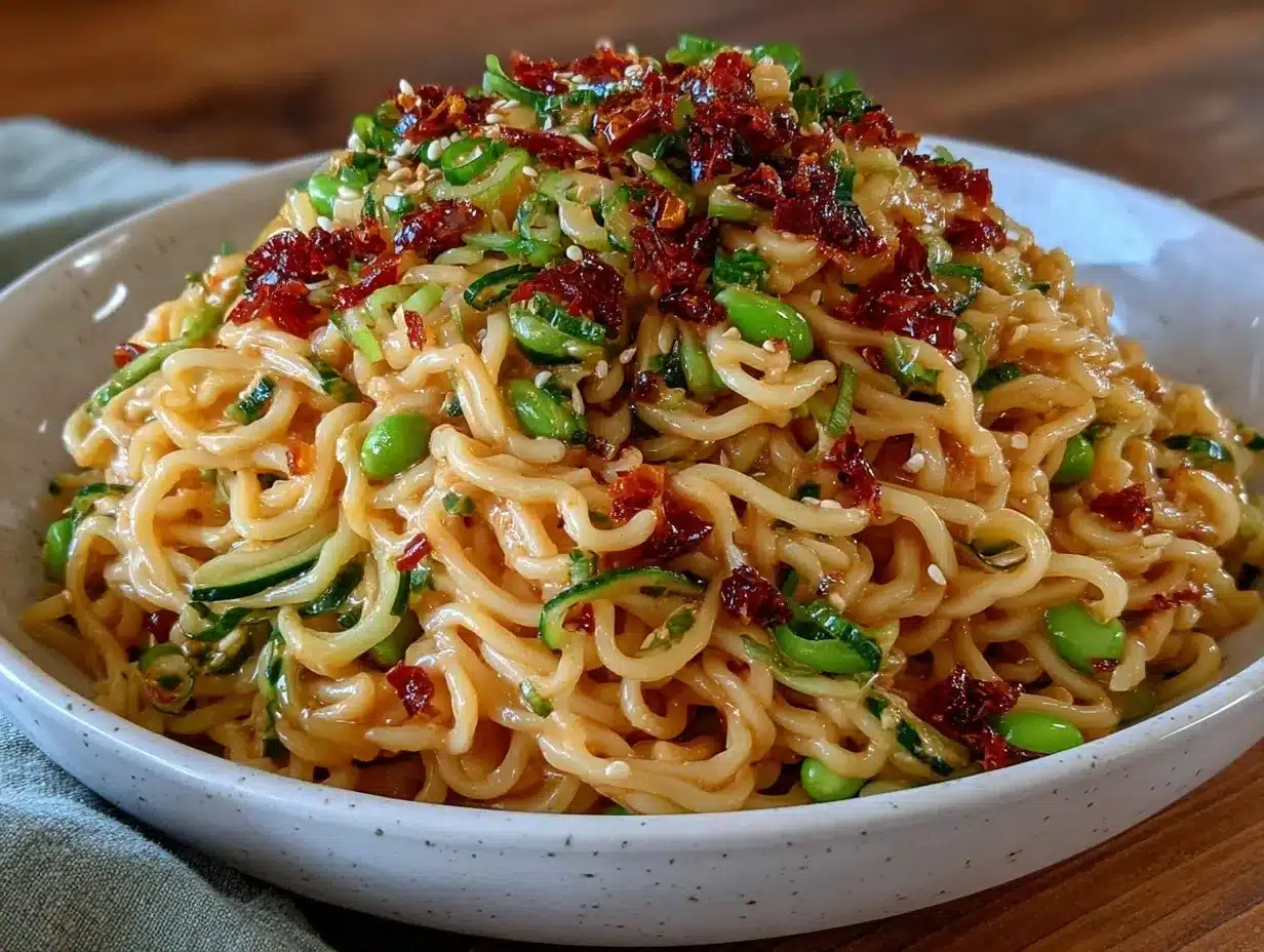 creamy cold sesame peanut noodle salad preparation steps