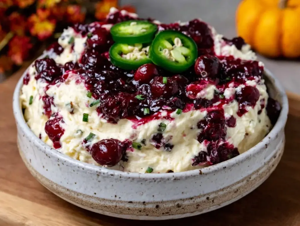 creamy cranberry jalapeño cream cheese dip - featured image