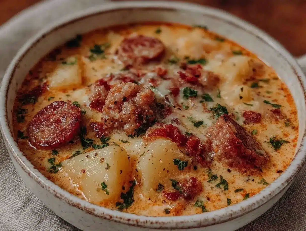 creamy hearty sausage and potato soup preparation steps