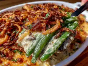 creamy homemade green bean casserole - featured image