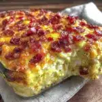 creamy keto crack chicken casserole with bacon - featured image