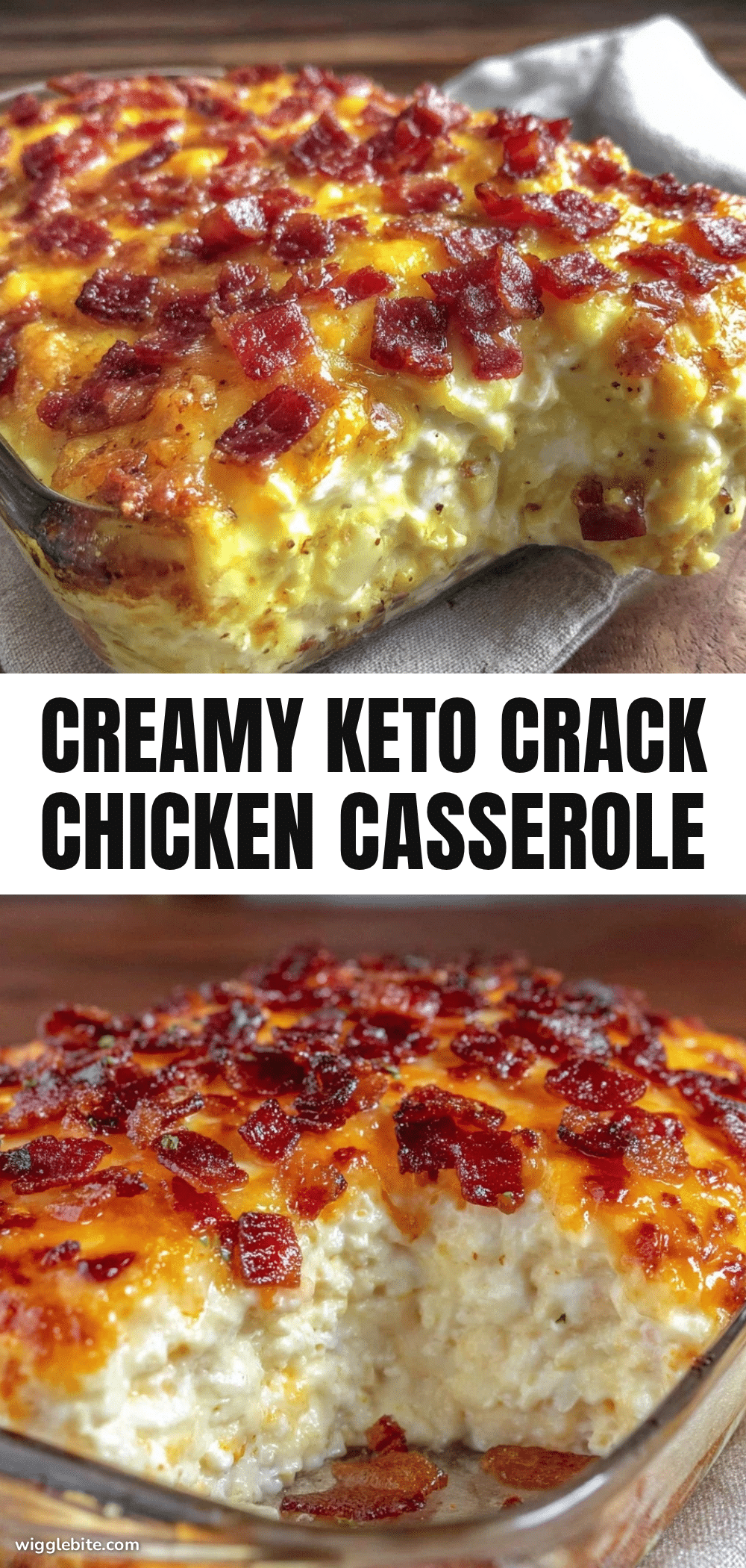 creamy keto crack chicken casserole with bacon recipe