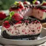 creamy no-bake strawberry cheesecake - featured image