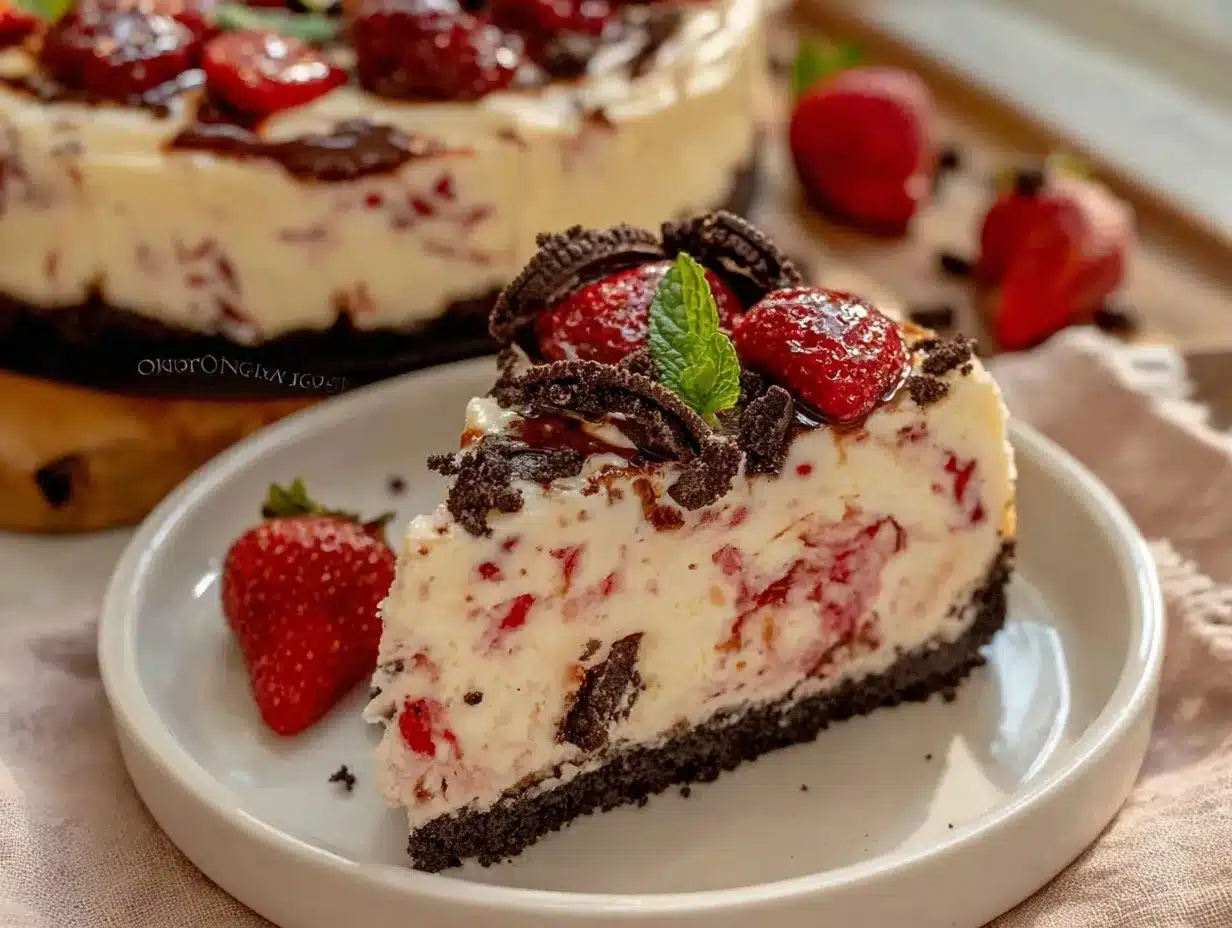 creamy no-bake strawberry cheesecake preparation steps