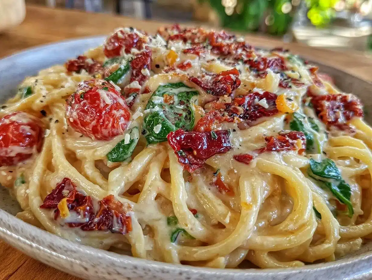 creamy tuscan white bean pasta - featured image