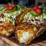 crispy air fryer fish tacos - featured image