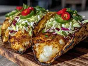 crispy air fryer fish tacos - featured image