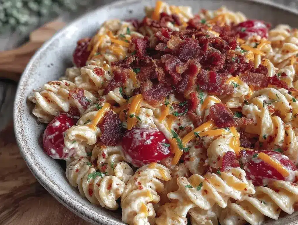 crispy bacon ranch pasta salad - featured image
