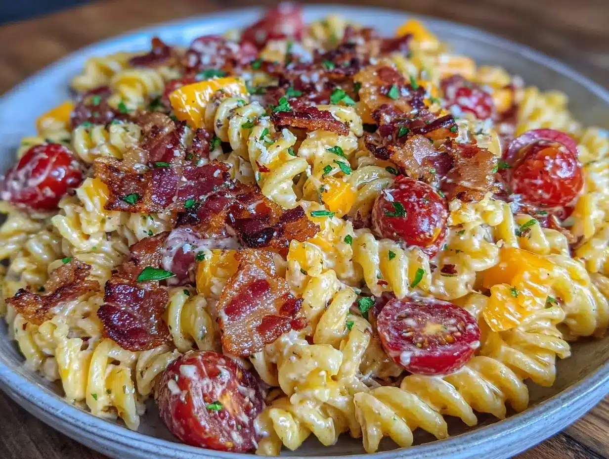 crispy bacon ranch pasta salad preparation steps