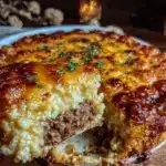crispy cheesy ground beef and tater tot casserole - featured image