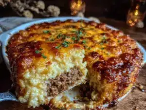 crispy cheesy ground beef and tater tot casserole - featured image