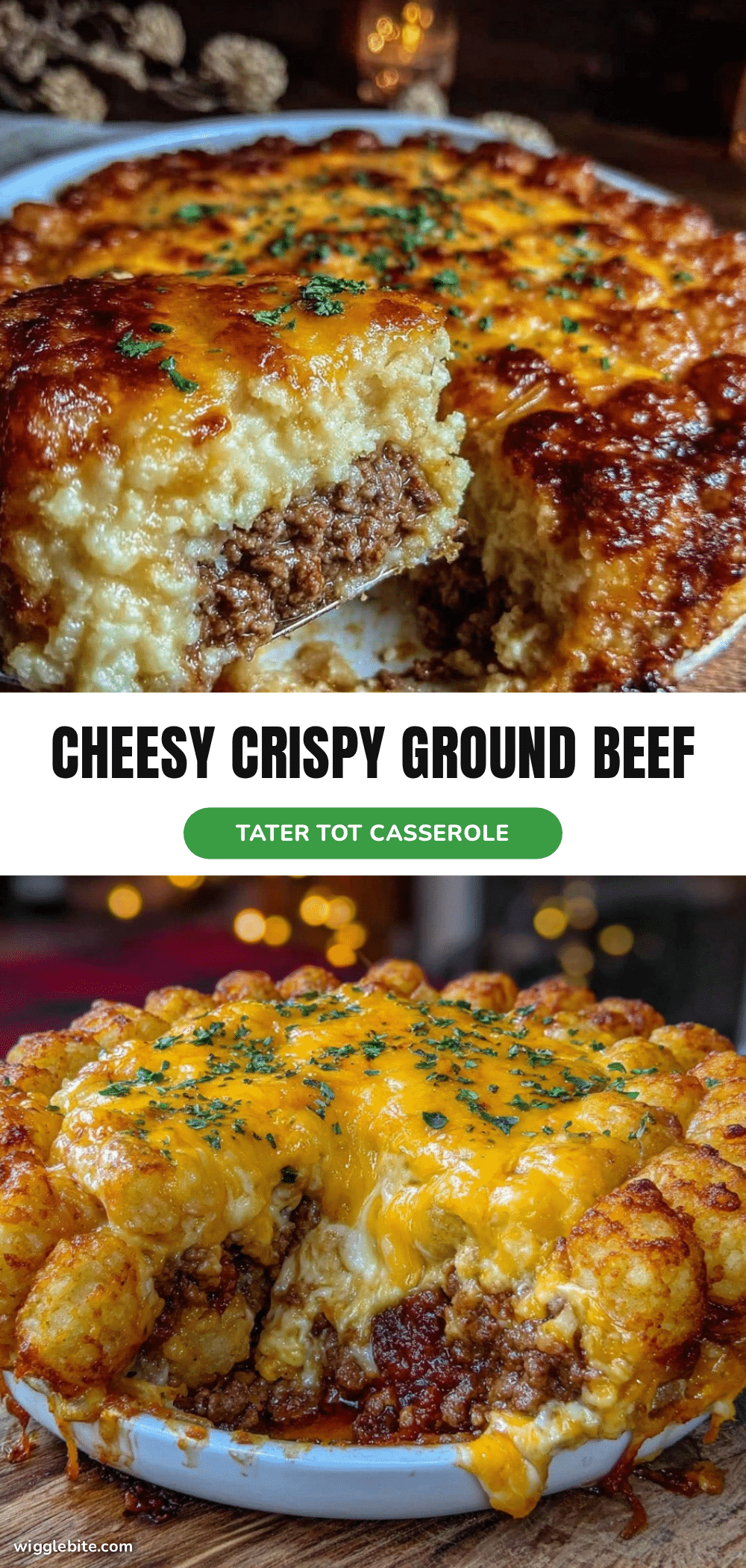 crispy cheesy ground beef and tater tot casserole recipe