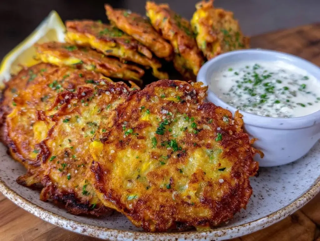 crispy patty pan squash fritters - featured image