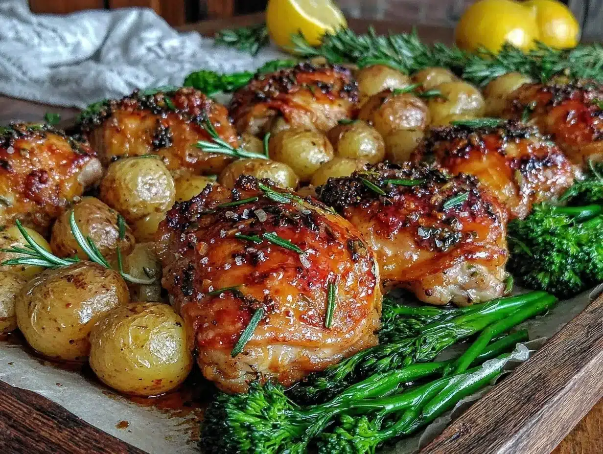 crispy sheet pan lemon herb chicken thighs preparation steps
