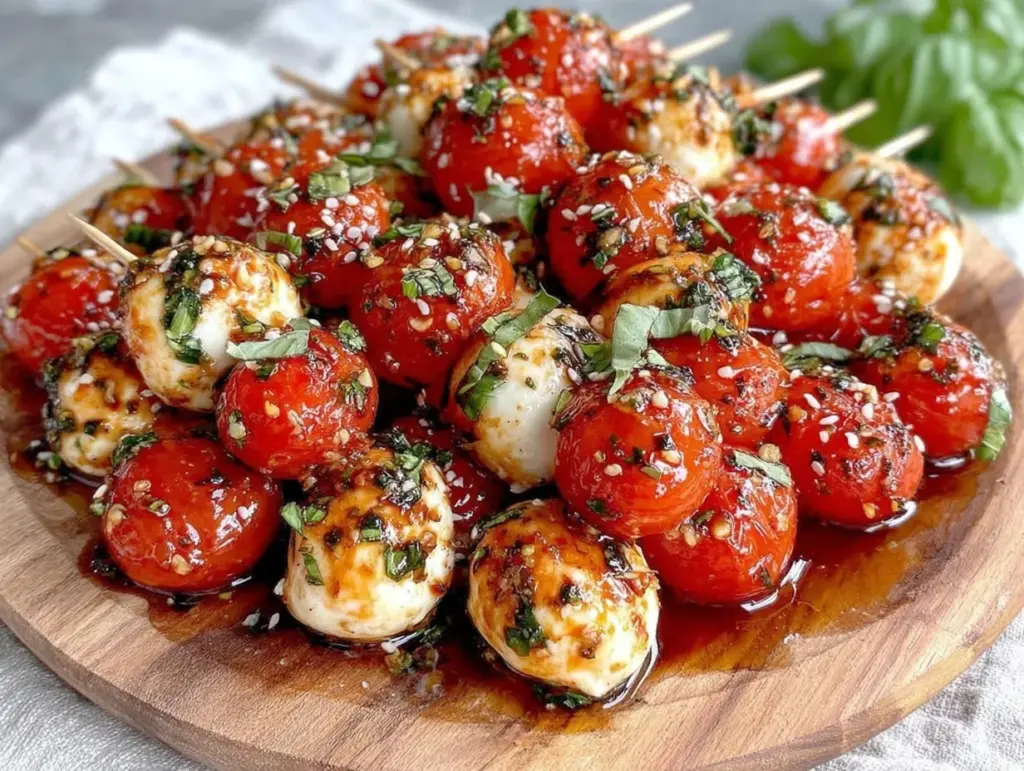 easy caprese skewer platter - featured image