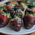 easy graduation cap chocolate covered strawberries - featured image