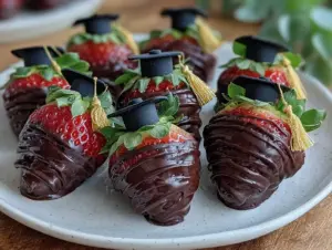 easy graduation cap chocolate covered strawberries - featured image