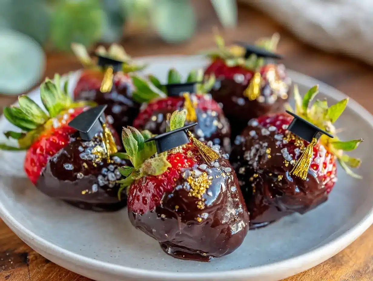 easy graduation cap chocolate covered strawberries preparation steps
