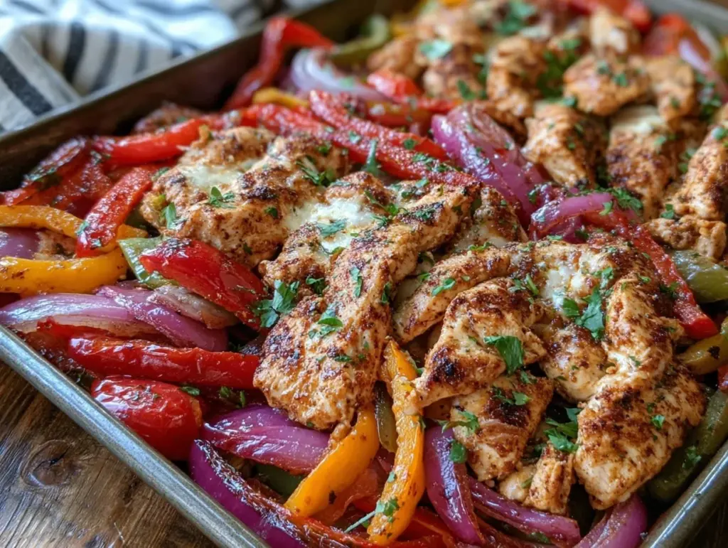 easy sheet pan chicken fajita meal prep - featured image