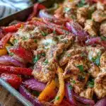 easy sheet pan chicken fajita meal prep - featured image