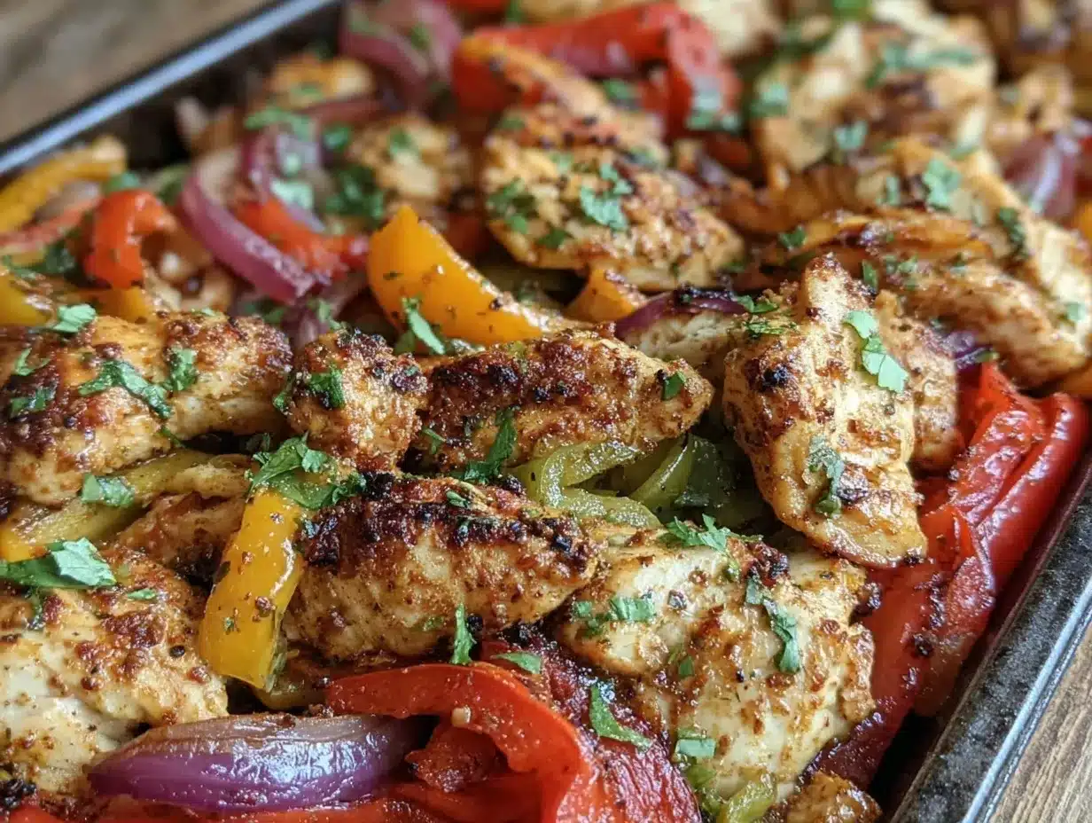 easy sheet pan chicken fajita meal prep preparation steps