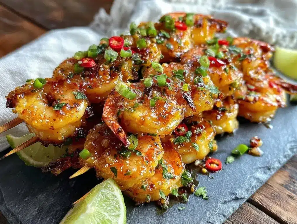 firecracker shrimp skewers - featured image