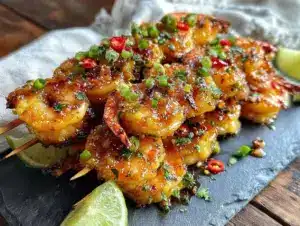firecracker shrimp skewers - featured image