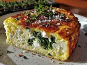 fluffy spinach feta egg white frittata - featured image