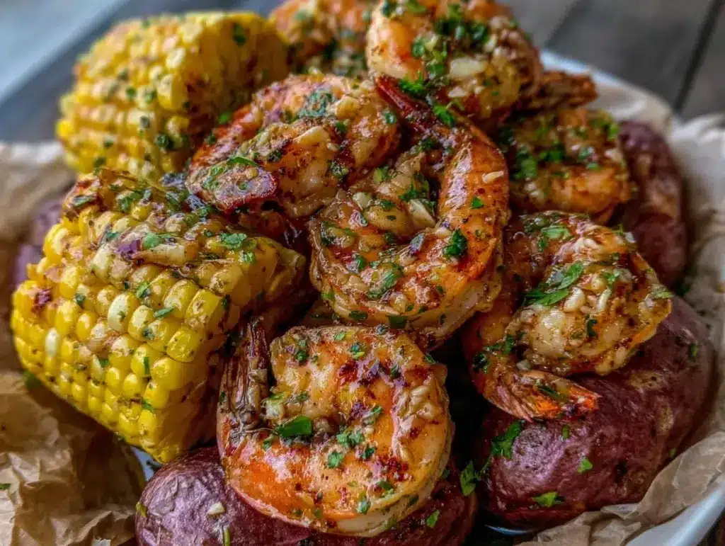 foil packet garlic butter shrimp - featured image