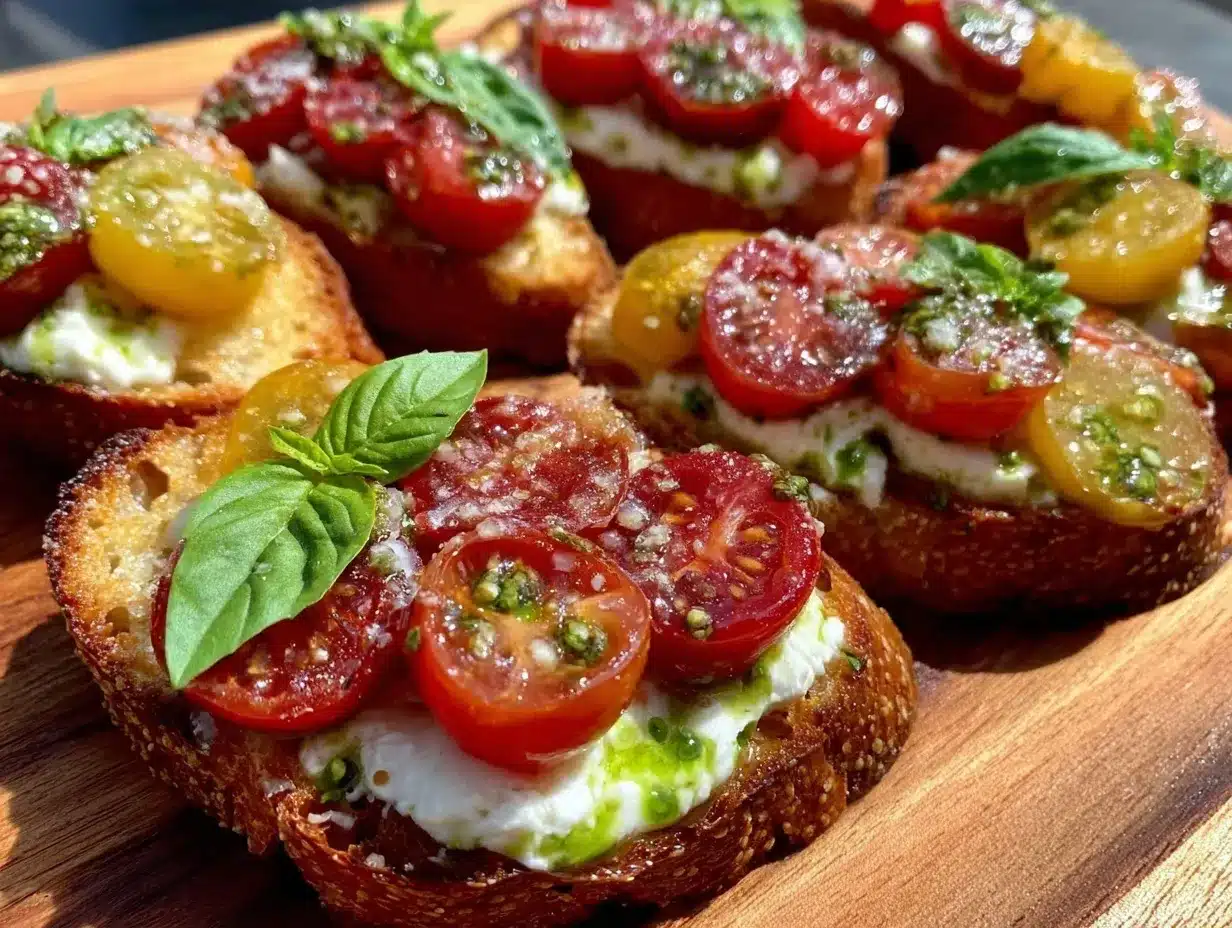 fresh caprese bruschetta preparation steps