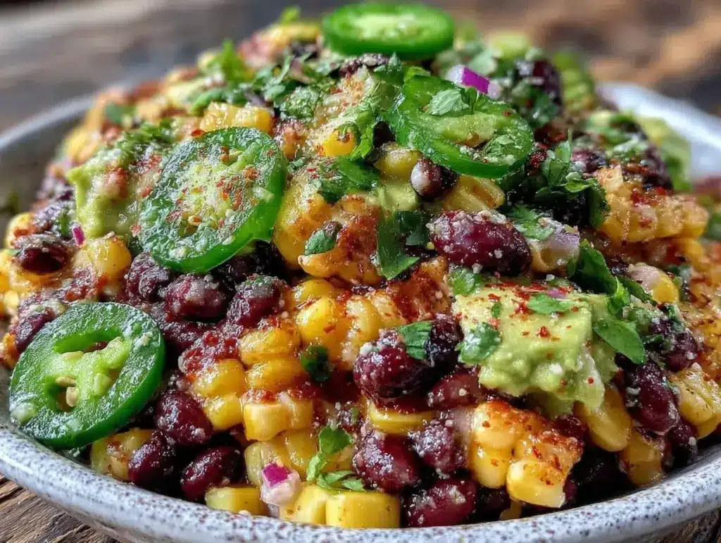 fresh corn and avocado black bean salsa - featured image