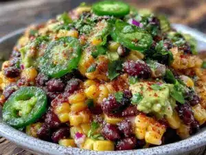 fresh corn and avocado black bean salsa - featured image