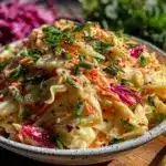 fresh creamy coleslaw without mayonnaise - featured image