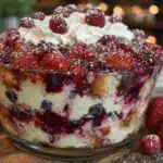 fresh red white and blue berry trifle - featured image