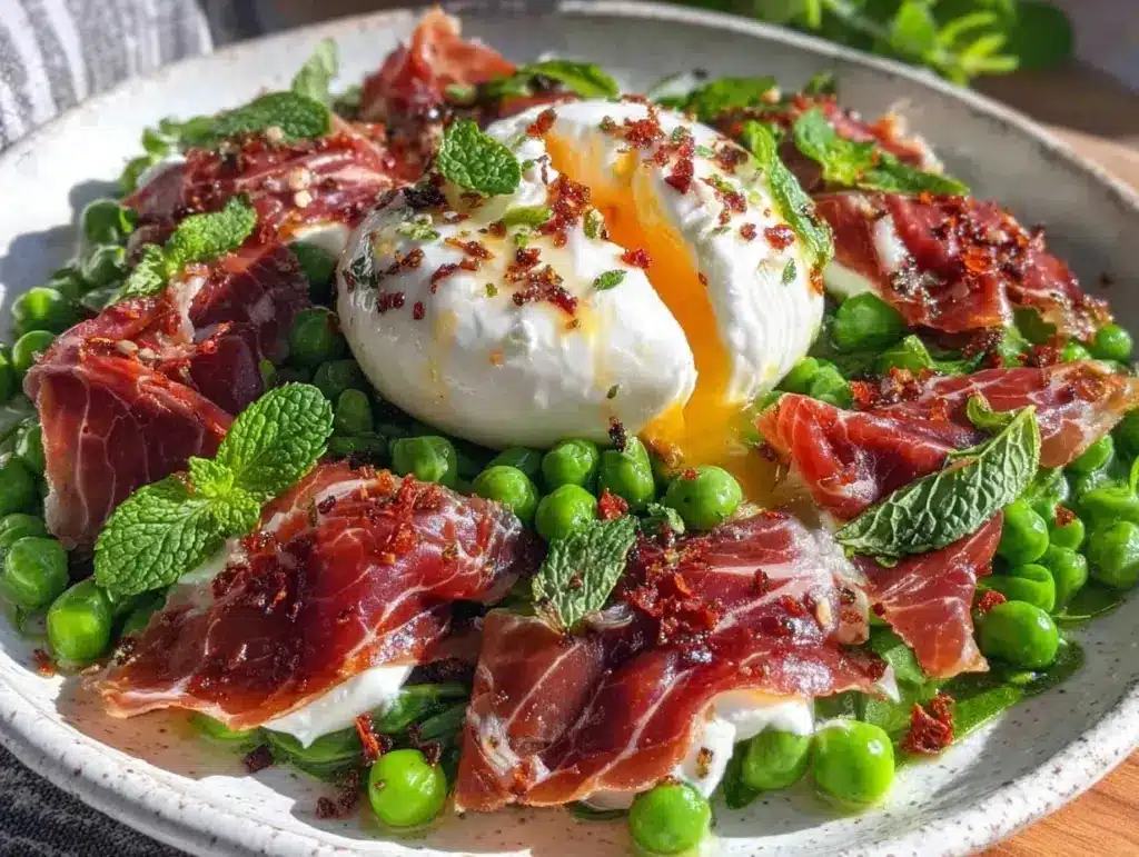 fresh spring pea and burrata salad - featured image