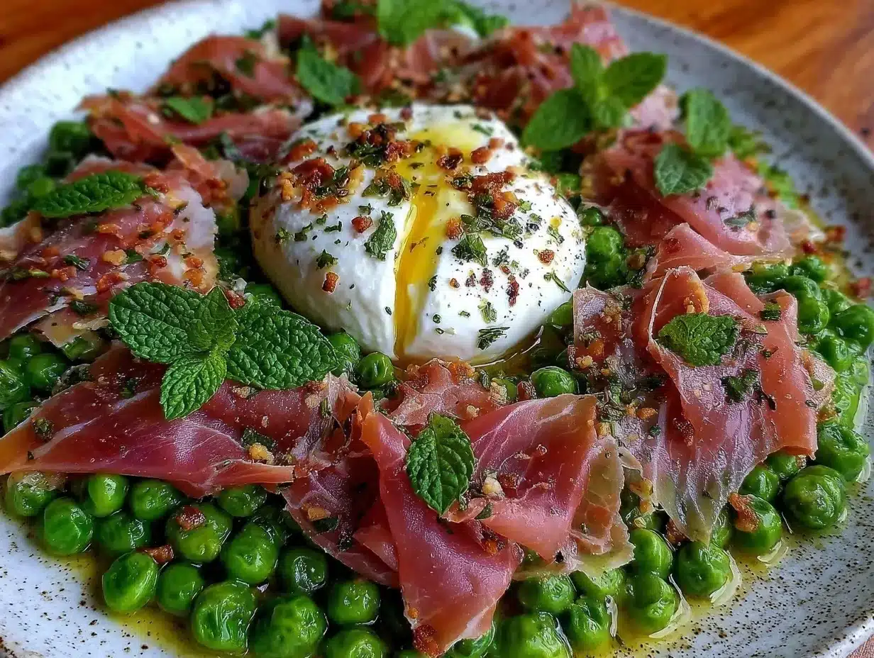 fresh spring pea and burrata salad preparation steps