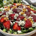 fresh strawberry goat cheese arugula salad - featured image