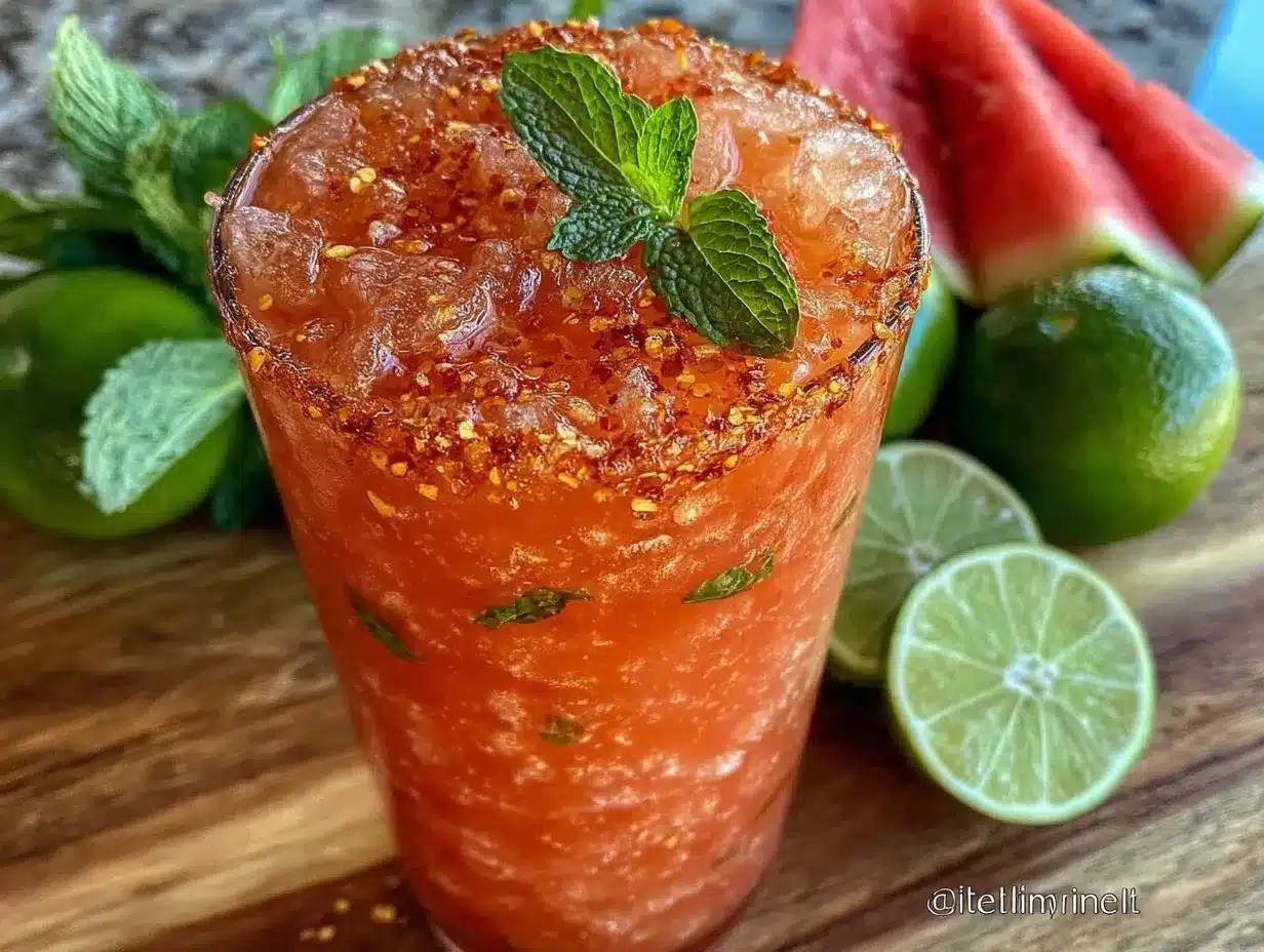 frozen watermelon mint slushie preparation steps