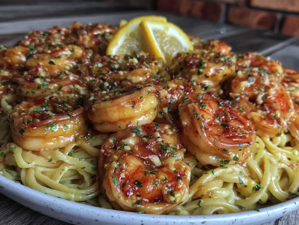 garlic butter shrimp pasta - featured image