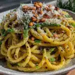 garlic scape pasta - featured image